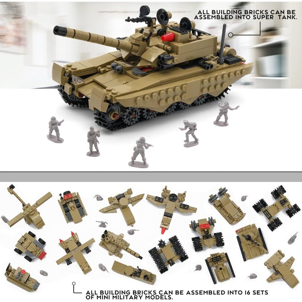 Army Tank Toy Building Blocks Set Compatible with Lego, Create a Armored Tank or - Picture 4 of 8